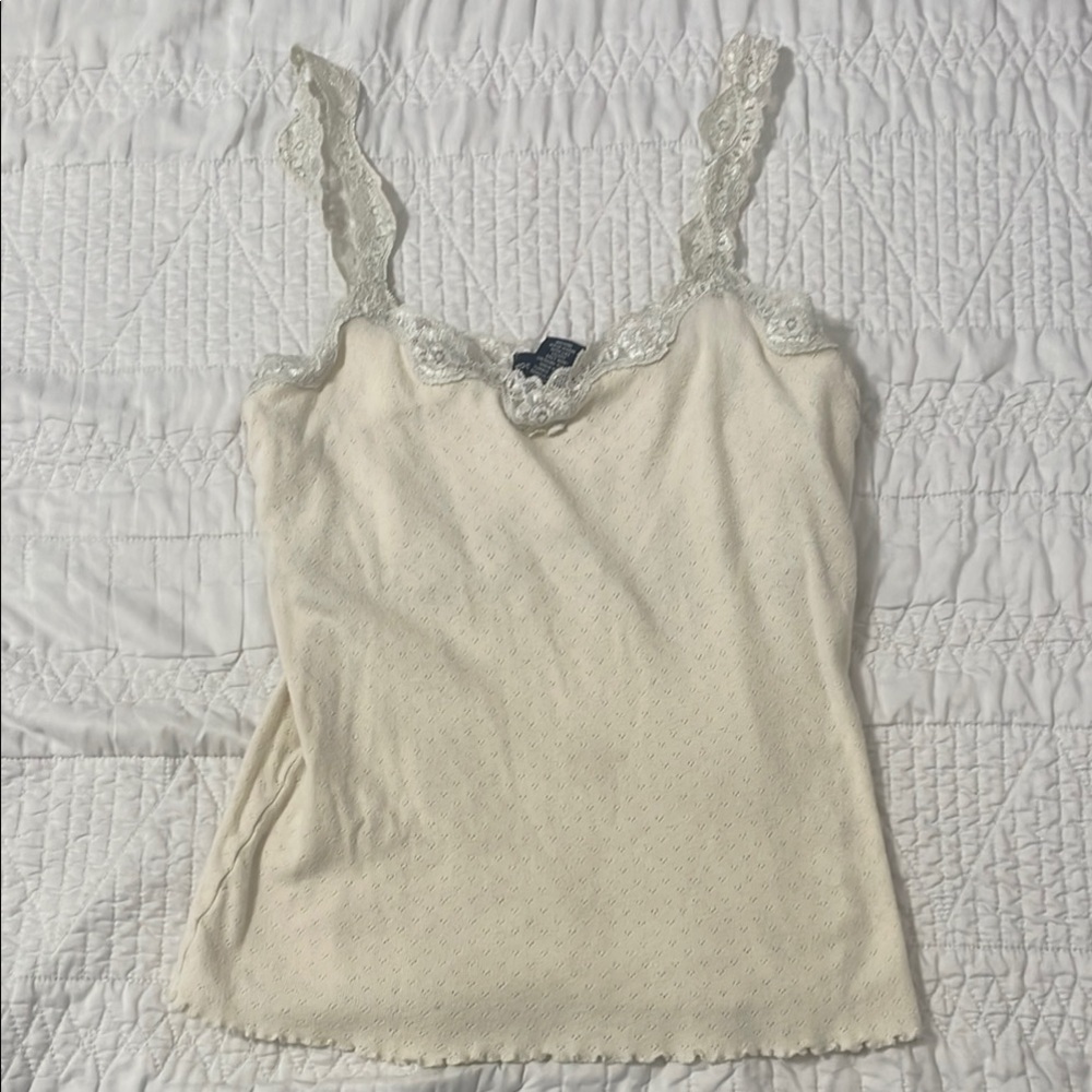 Elegant Lace Trim Ivory Top